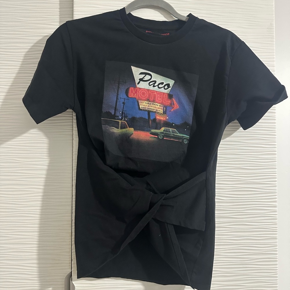 Paco Rabanne Black Short Sleeve Tee with Artistic Design